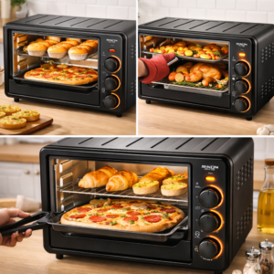 SHINY multifunkciós elektromos sütő 22L, 1000W – kompakt konyhai mini sütő gyors főzéshez (FX) - Image 2