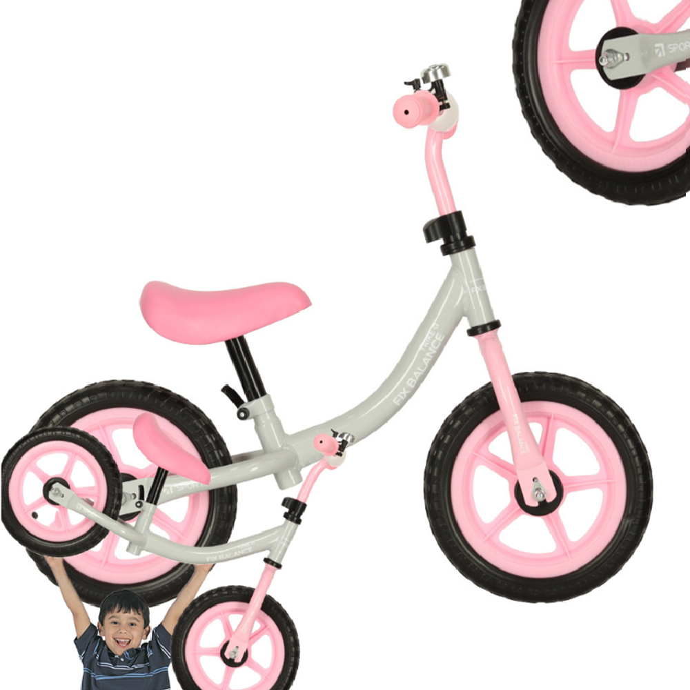 Trike fix balance futóbicikli – fehér–rózsaszín, 80–108 cm magassághoz, max 35 kg-ig (BBI-4544_2)