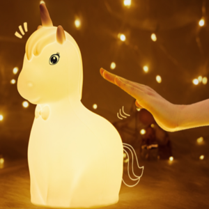 Unikornis éjszakai fény gyerekeknek – 7 színű, érintésvezérelt, újratölthető szilikon lámpa időzítővel (THM) - Image 7