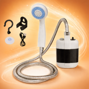AquaTrail hordozható kemping zuhany – akkumulátoros elektromos kempingzuhany USB töltéssel, hordozható túra- és kemping zuhanyszett (BBV) - Image 5