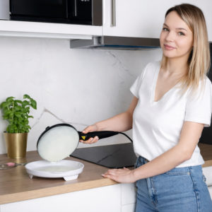 CREPELLA Pro elektromos palacsintasütő és crepe maker – tapadásmentes tortilla sütő, kompakt reggelikészítő - 600W (BBE) - Image 4