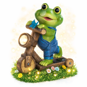 ChlinHuoho napelemes kerti béka lámpa 25,4 × 19,9 × 10 cm – LED dekoráció, kültéri szolár kerti világítás (BBD) - Image 1