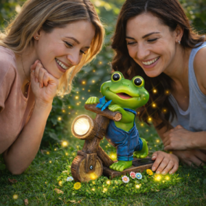 ChlinHuoho napelemes kerti béka lámpa 25,4 × 19,9 × 10 cm – LED dekoráció, kültéri szolár kerti világítás (BBD) - Image 2