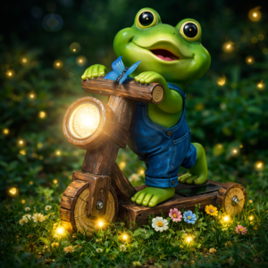 ChlinHuoho napelemes kerti béka lámpa 25,4 × 19,9 × 10 cm – LED dekoráció, kültéri szolár kerti világítás (BBD) - Image 3