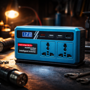 EnerVolt 120W akkumulátoros inverter 18–21V → 220V – 2 csatlakozóval, USB gyorstöltés, kijelző (BBD) - Image 2