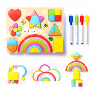 GeoPlay fa montessori fejlesztő tábla – geometriai formák és színek tanulása, kirakó gyerekeknek (BBMJ) - Image 6
