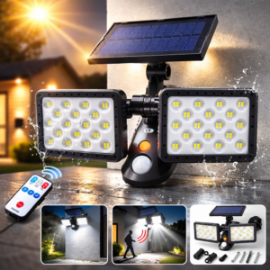 HelioCore W770A napelemes kültéri LED lámpa – PIR mozgásérzékelős, CDS szenzorral, forgatható LED panelekkel (FXI) - Image 2