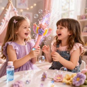 Magic Bubble tündér buborékfújó – LED-es világító buboréklövő pálca gyerekeknek, automata működéssel rózsaszín (BBJ) - Image 5