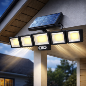 Nexolux napelemes LED fali lámpa – 5 fejes, 300 COB LED-es kültéri biztonsági lámpa mozgásérzékelővel (BBV) - Image 2