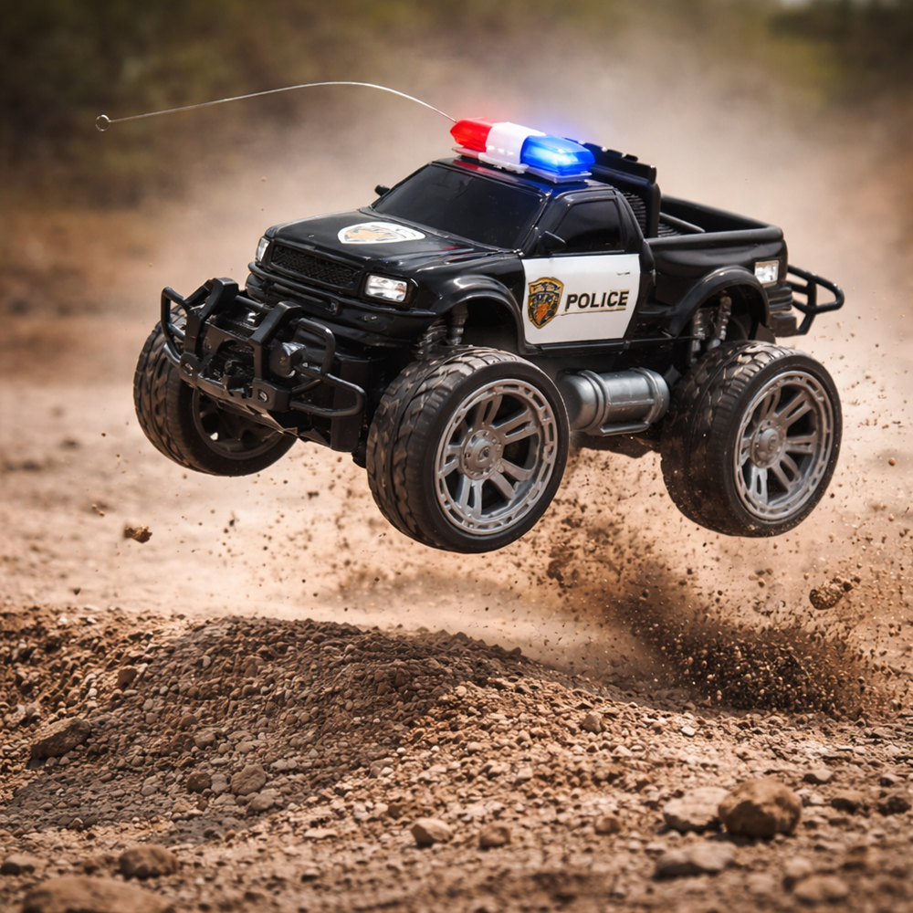 PoliceRover távirányítós rendőr terepjáró – LED világító RC autó gyerekeknek, off-road játék (BBJ) - Image 4