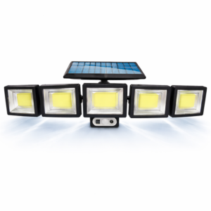 Nexolux napelemes LED fali lámpa – 5 fejes, 300 COB LED-es kültéri biztonsági lámpa mozgásérzékelővel (BBV) - Image 1