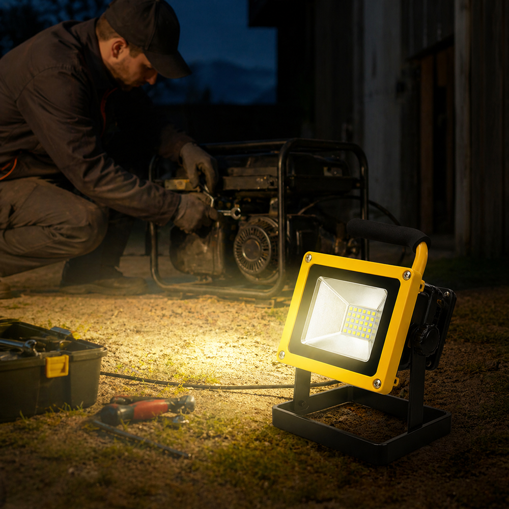 100W vízálló LED reflektor - 50.000 óra üzemidővel, tölthető akkumulátorral és 2400 lumen fényerővel CH23-31 (BBV) - Image 2