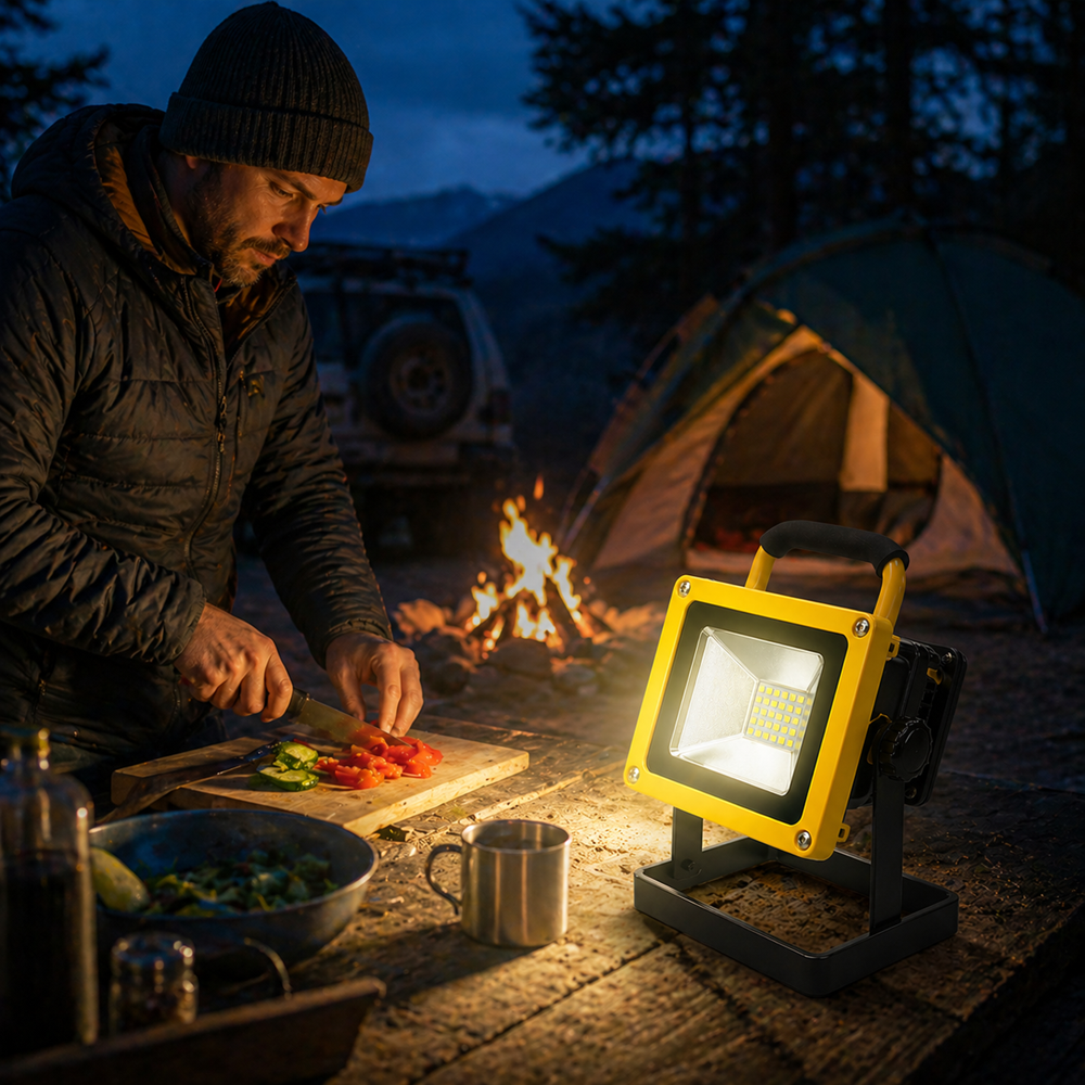 100W vízálló LED reflektor - 50.000 óra üzemidővel, tölthető akkumulátorral és 2400 lumen fényerővel CH23-31 (BBV) - Image 4