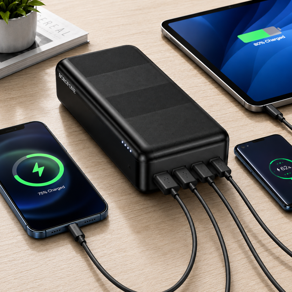 Borofone Power Bank 30000mAh – nagy kapacitású hordozható gyorstöltő fekete BJ27B (THM) - Image 2