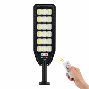 HAYAMI KL25-287 napelemes LED utcai lámpa 600W – IP65 kültéri szolár udvari világítás távirányítóval (BBD)