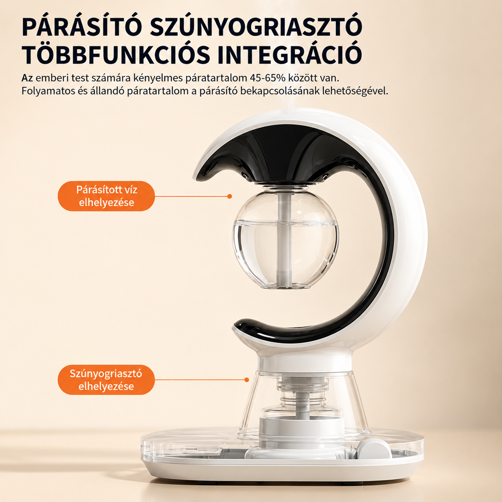 Hold alakú elektromos szúnyogirtó lámpa párásítóval és LED éjszakai fénnyel - fehér (BBM) - Image 4