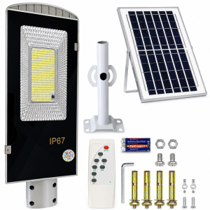 Kerti napelemes oszloplámpa 300W – 299 LED nagy teljesítményű utcai solar lámpa kültérre (BBRLB1330)