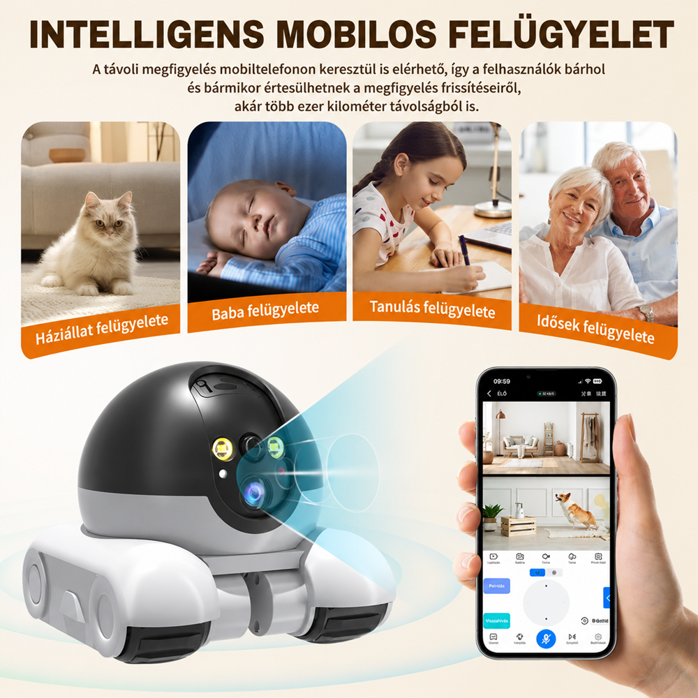 SXT-046 távirányítós megfigyelő robotkamera – WiFi FPV kamera autó éjjellátó LED világítással (BBD) - Image 5