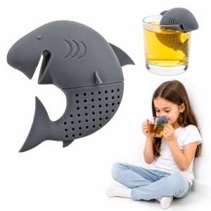 Szilikon cápa tea forrázó – aranyos teaszűrő 7 cm - szürke (BLLV) (FX)