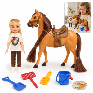 Horse Rider lovas baba játékszett lóval – lovaglós szerepjáték kiegészítőkkel (BBMJ)