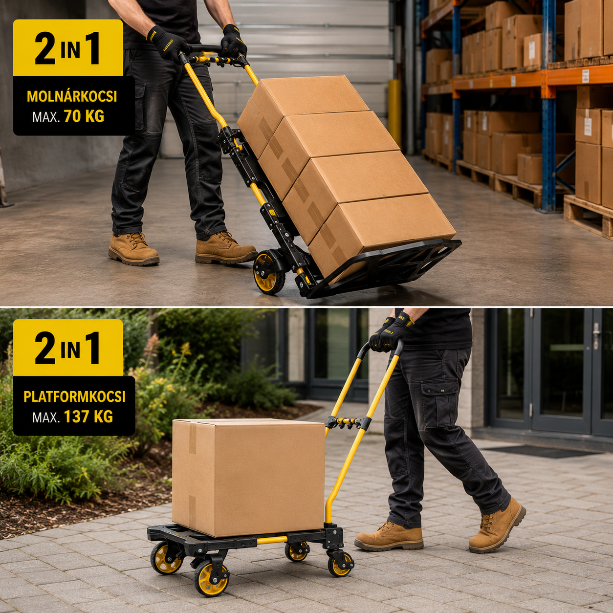 Stanley SXWTD-FT585 2 az 1-ben összecsukható molnárkocsi és platformkocsi – 137 kg teherbírás (EDC) - Image 2