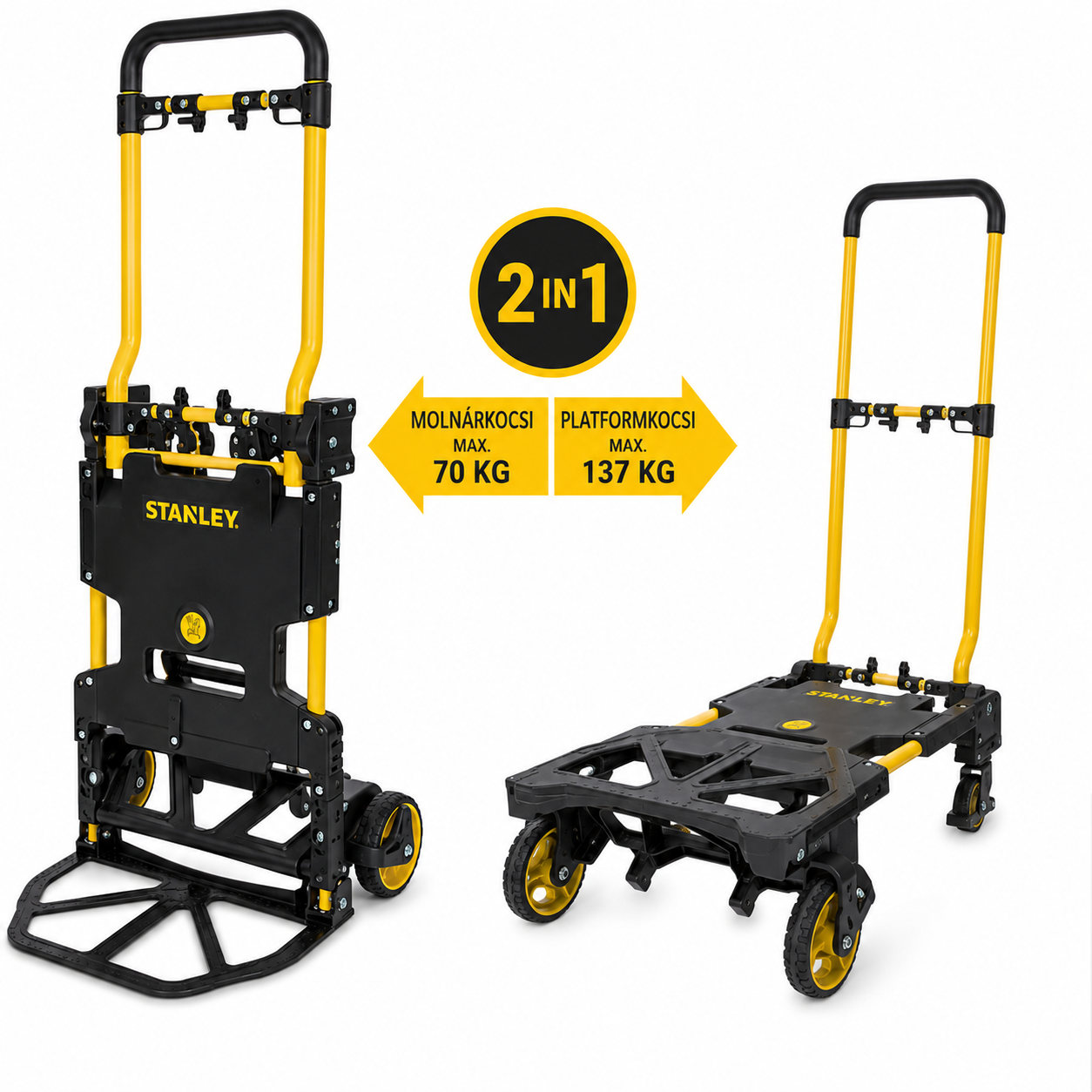 Stanley SXWTD-FT585 2 az 1-ben összecsukható molnárkocsi és platformkocsi – 137 kg teherbírás (EDC)