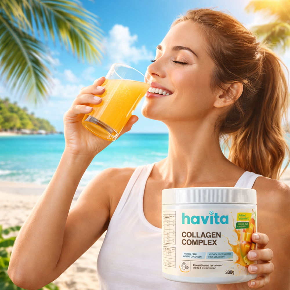 HAVITA Collagen Complex – Trópusi gyümölcs íz, a belső harmóniáért és külső ragyogásért 300g - Image 2