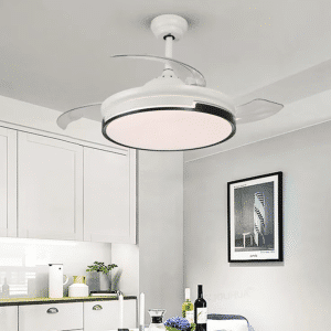 Modern mennyezeti csillár beépített ventilátorral – elegáns fekete-fehér design (FX)