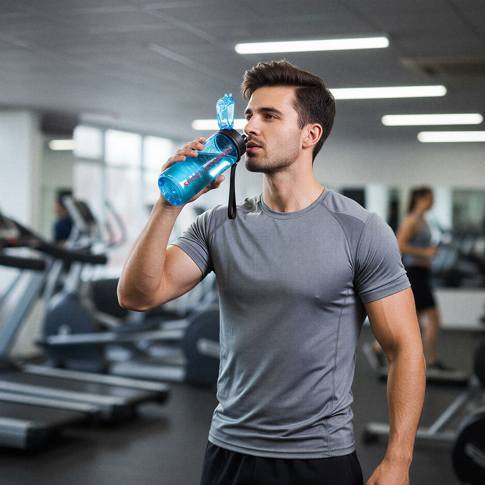 Sport kulacs 600 ml – átlátszó műanyag vizespalack, 3 színben (GL-57211)