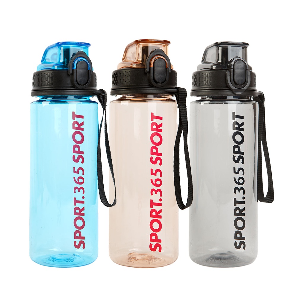 Sport kulacs 600 ml – átlátszó műanyag vizespalack, 3 színben (GL-57211) - Image 3