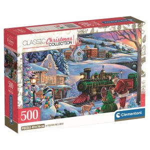 Puzzle, karácsonyi vonat, XM, 500 db, 24x18 cm dob. (M)