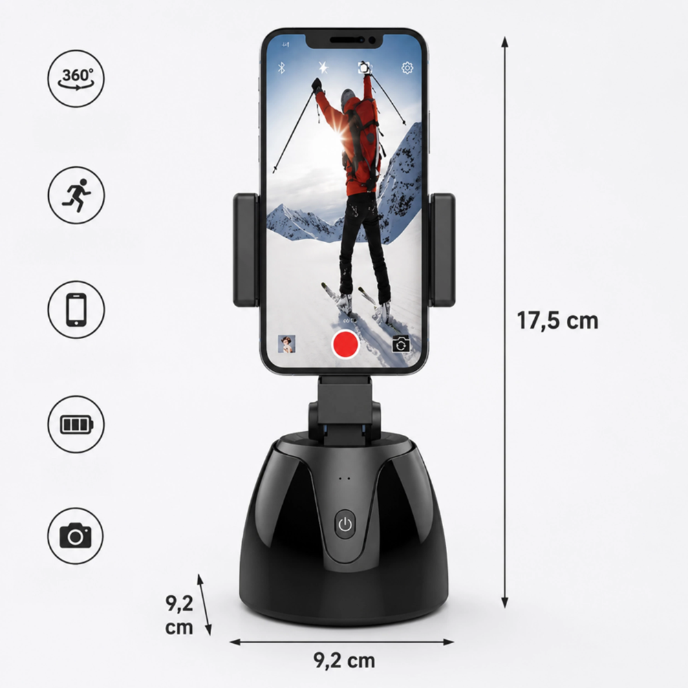 Intelligens 360°-ban forgó okos szelfi állvány – automatikus mozgáskövető telefon tartó (BBRLB2544) - Image 11