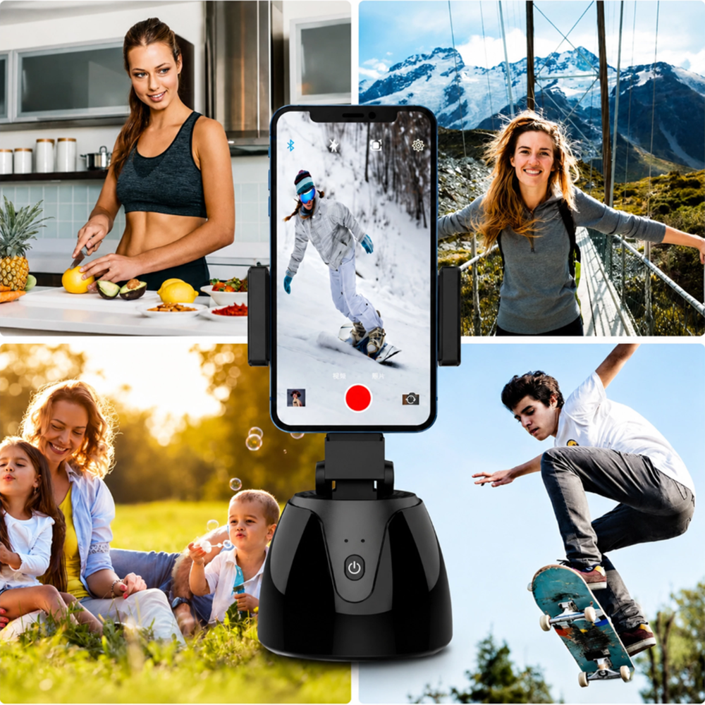 Intelligens 360°-ban forgó okos szelfi állvány – automatikus mozgáskövető telefon tartó (BBRLB2544) - Image 5