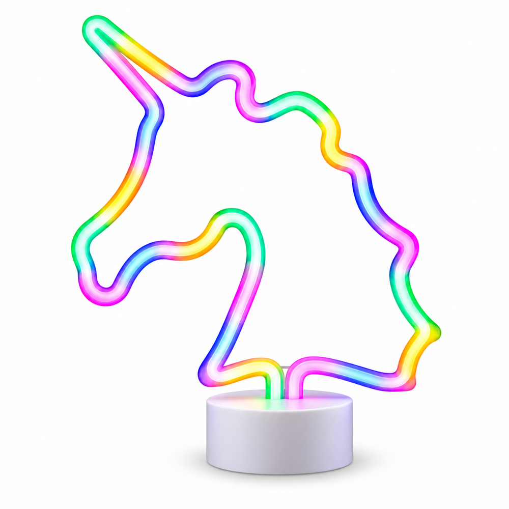 Színes unikornis LED neon lámpa – USB-ről és elemmel működő dekorációs fény, 28,5 × 8,5 × 24,5 cm (GL-43996B ) - Image 4