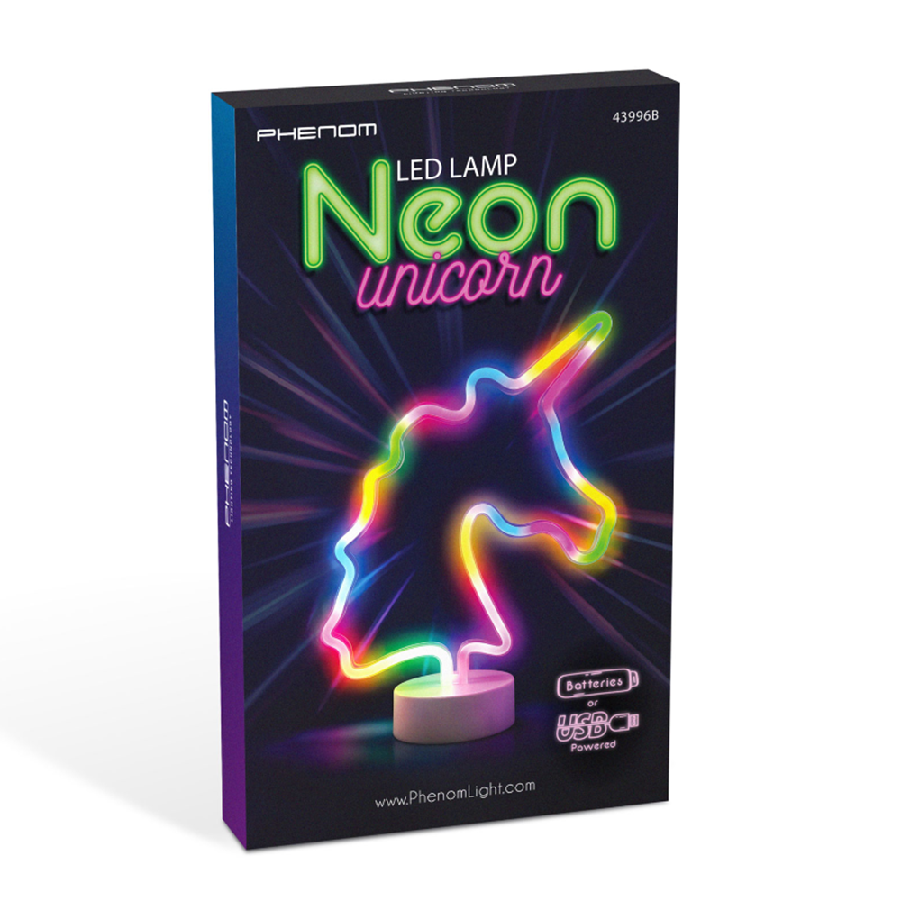 Színes unikornis LED neon lámpa – USB-ről és elemmel működő dekorációs fény, 28,5 × 8,5 × 24,5 cm (GL-43996B ) - Image 3