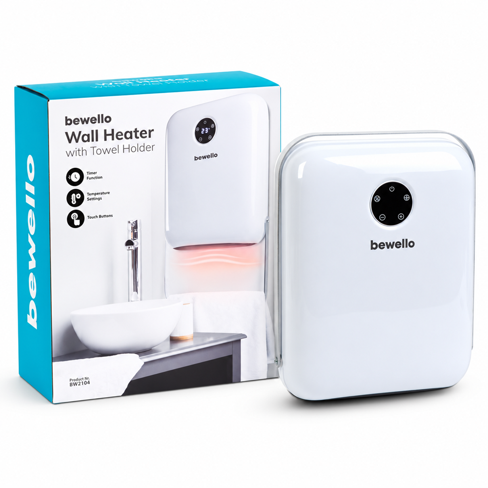 Bewello fürdőszobai hősugárzó törölközőtartóval – 2000W (GL-BW2104)