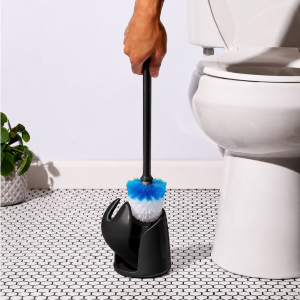 WC kefe praktikus, önműködően kinyíló tárolóval, vízgyűjtő tálcával és szellőző nyílással fekete (BBM)